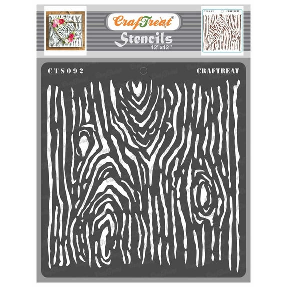 CrafTreat Woodgrain Stencil for Painting and Crafting - 12"x12"