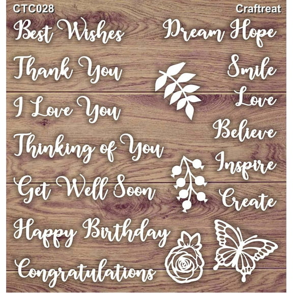 CrafTreat Word Laser Cut Chipboard for Crafting- 5.5x6 Inches