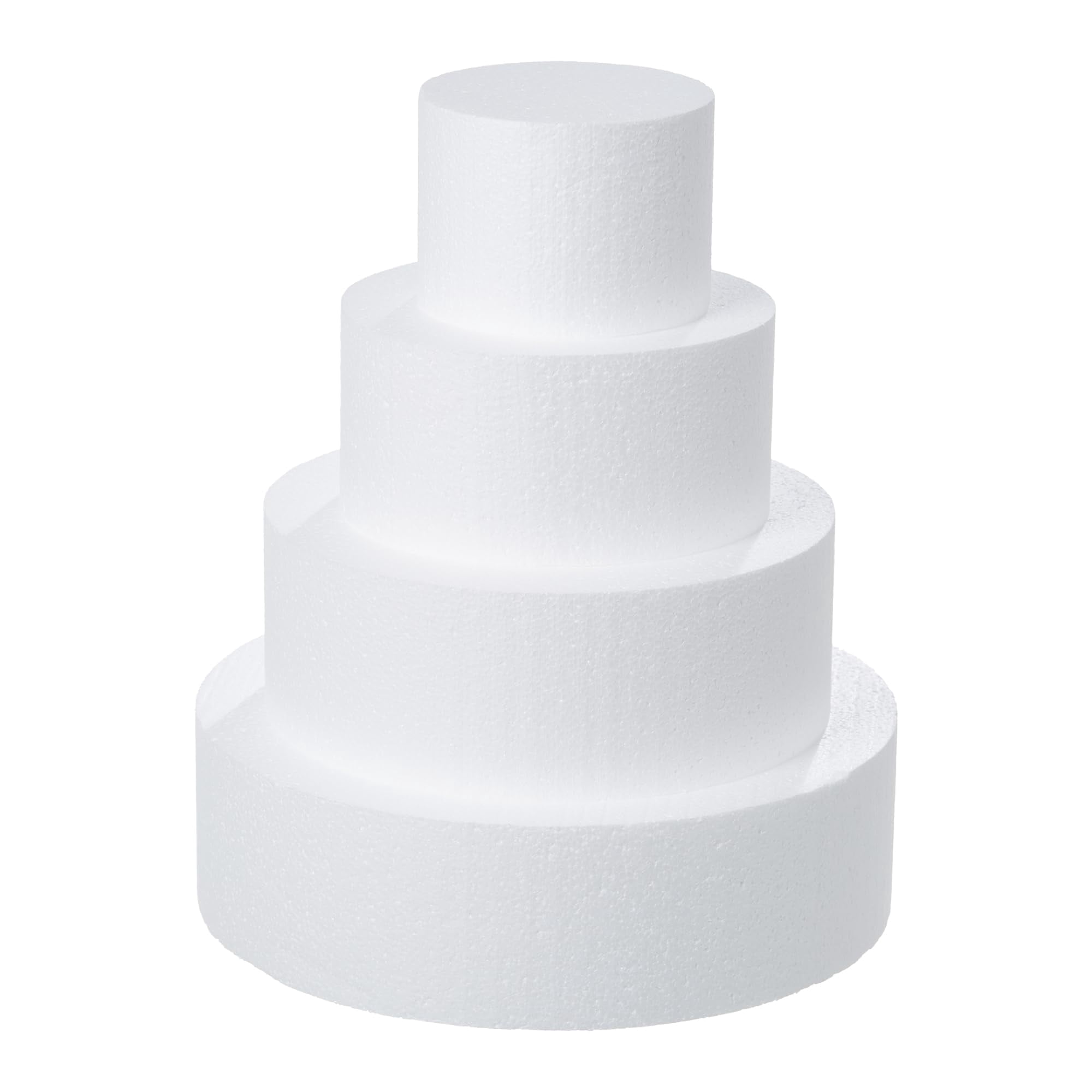 Crafare 4 Tiers Round Foam Cake Dummies Set 4" 6" 8" 10" White Fake Cake Dummy 12 Inch Tall for Christmas Wedding Supplies Baby Shower Birthday Decorating Display