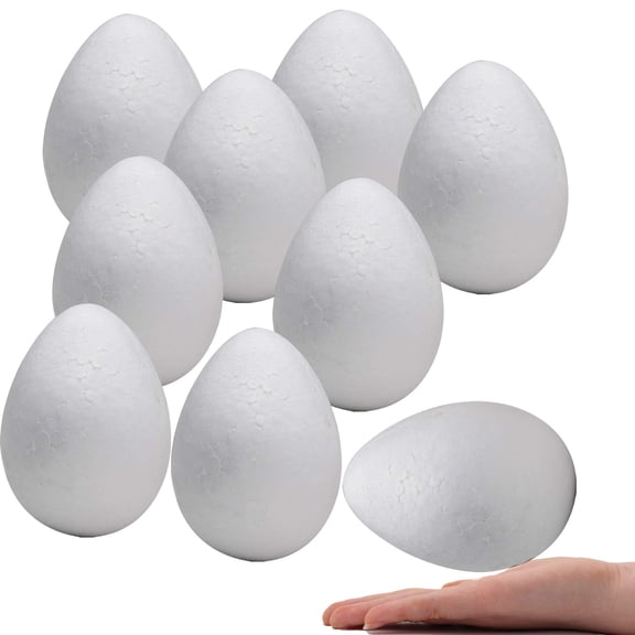 Crafare 6 Inch 9 Pack White Craft Foam Eggs- Smooth Surface for Professional Floral Arrangements, Decorative Centerpieces, and Adult DIY Art Projects