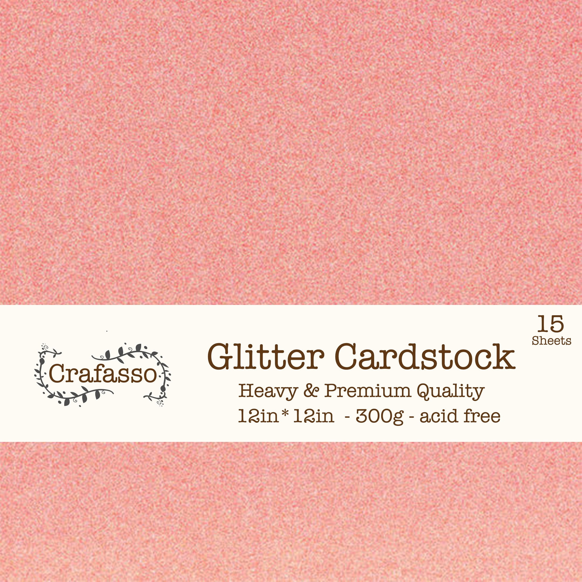 Crafasso 12" x 12" 300gms heavy & premium cardstock, 15 sheets, coral