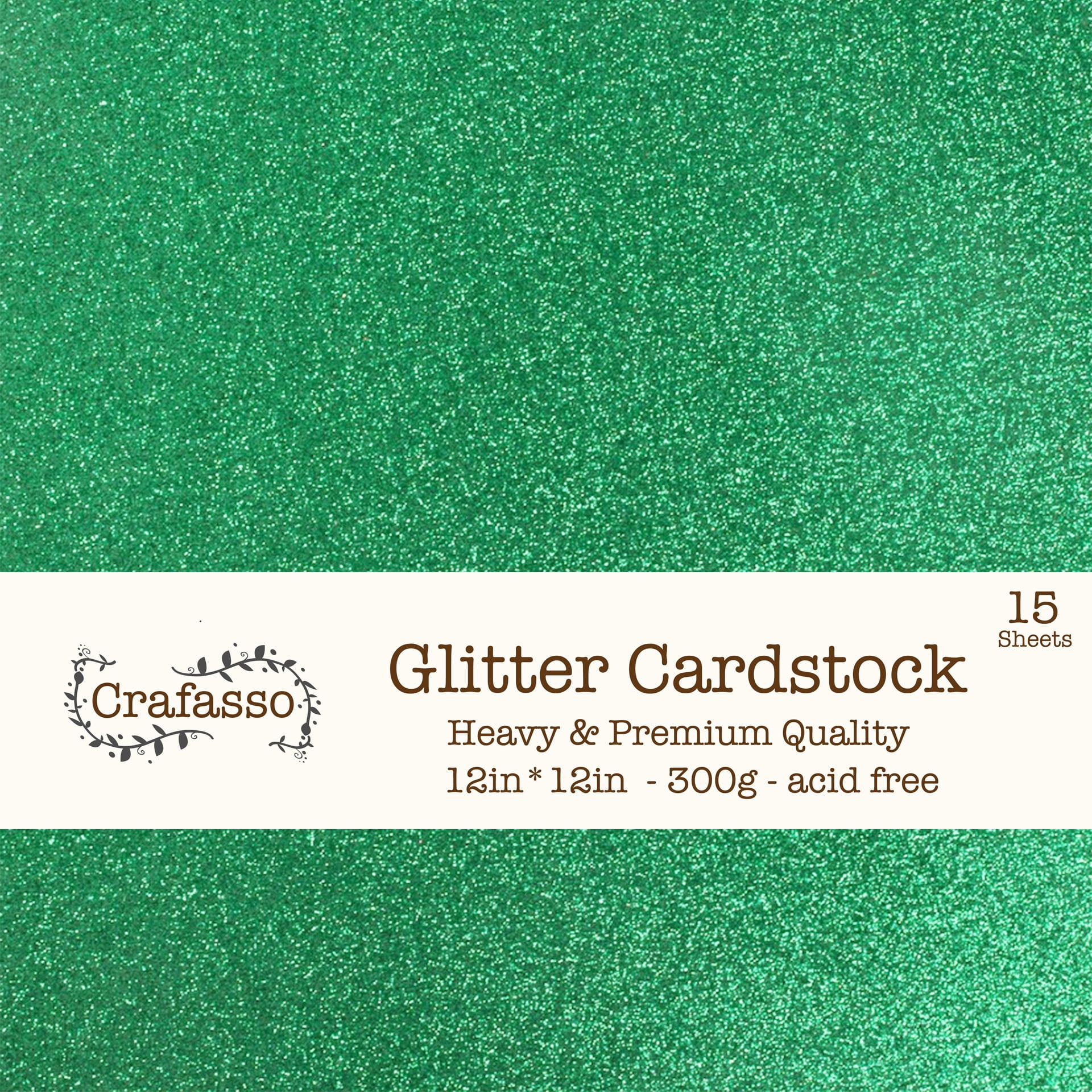 Crafasso 12" x 12" 300gms heavy & premium cardstock, 15 sheets, green
