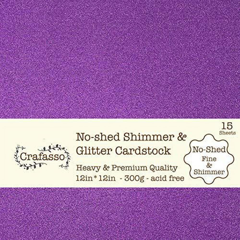 Crafasso No-Shed Shimmer Glitter cardstock, 12" x 12" 300GMS, 15 Sheets, Purple