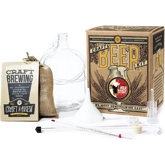 Craft A Brew Beer Making Kit, Chocolate Milk Stout, Home Beer Brewing Complete Set, 1 Gallon Capacity
