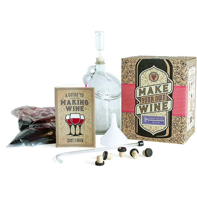 Craft A Brew Cabernet Sauvignon Wine Making Kit, Beginner-Friendly Home DIY with High-Quality Grape Juice, 1 Gallon