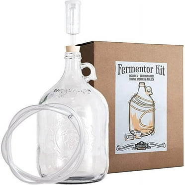 Craft A Brew Dual Fermentation Kit, Includes 1 Gallon Glass Fermenter Jar + Airlock  Rubber Stopper + Tubing