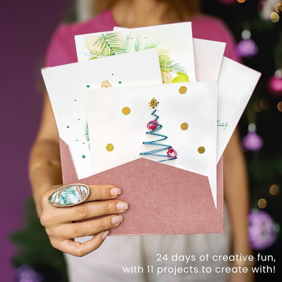 Craft Advent Calendar, 24-Day  Art Kit with Supplies & Projects, Curated by Lauren Quigley, Holiday Gift for Adults, Crafters & Artists