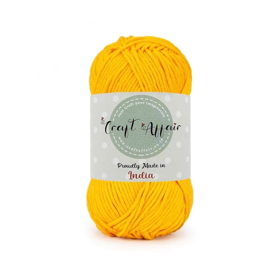 Craft Affair | 8Ply Cotton Crochet Yarn (Width: 2mm, Length: 84 Yards, Weight: 1.76 oz) 100% Pure Cotton | For Knitting Yarn | Craft & DIY Project: Mango Yellow