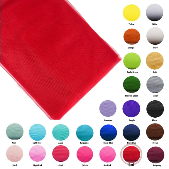 Craft And Party 54" Soft Polyester Tulle Sewing & Craft Fabric 40 yd Bolt, Red
