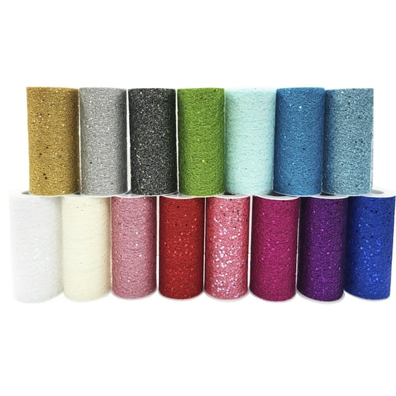 Craft And Party-6"x10 yard (30 FT) Glitter Fiber Net Soft Tulle Roll Fabric Wedding Mesh Wrap