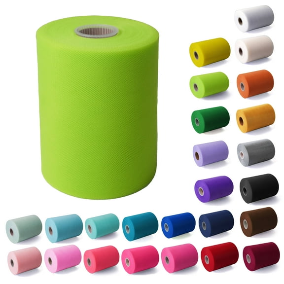 Craft And Party, Apple Green Tulle Fabric Roll 6" by 100 Yards (300 ft) Apple Green Fabric Tulle Spool for DIY Tutu Bow, Wedding, and Decoration.