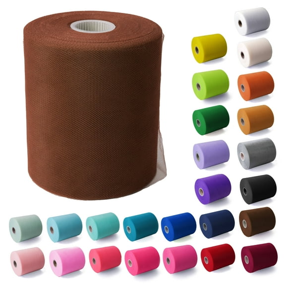 Craft And Party- Brown 6" x 400 yards Tulle Roll Fabric Spool - Tutu Wedding Gift Craft Bow Decoration