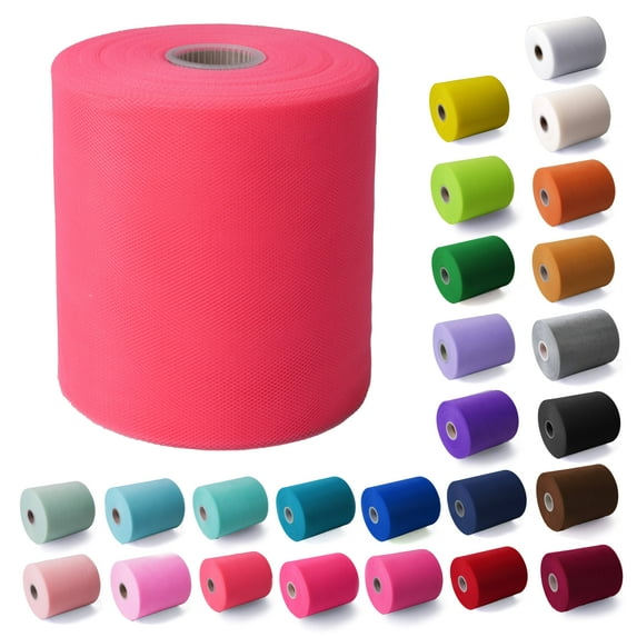 Craft And Party- Coral 6" x 200 yards Tulle Roll Fabric Spool - Tutu Wedding Gift Craft Bow Decoration