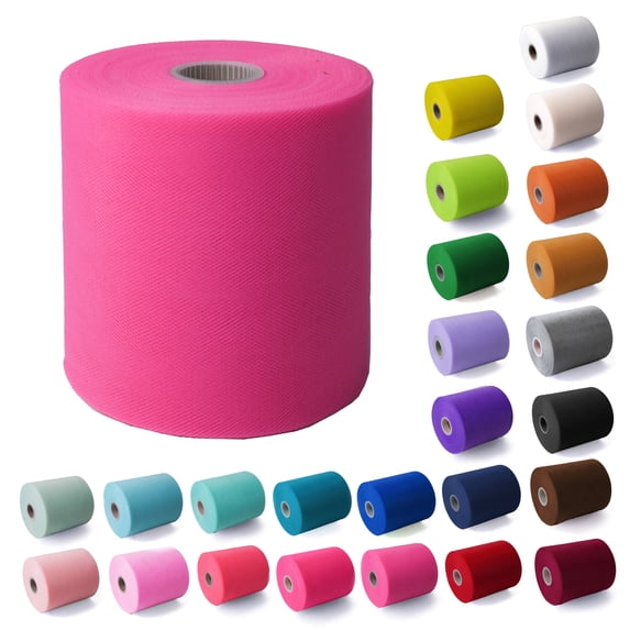 Craft And Party- Hot Pink 6" x 200 yards Tulle Roll Fabric Spool - Tutu Wedding Gift Craft Bow Decoration