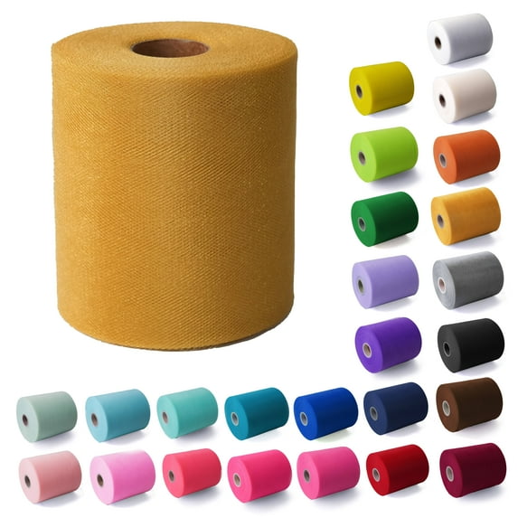 Craft And Party- Metallic Gold 6" x 200 yards Tulle Roll Fabric Spool - Tutu Wedding Gift Craft Bow Decoration