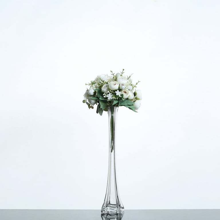 12 Pack | 16 White Eiffel Tower Glass Flower Vase