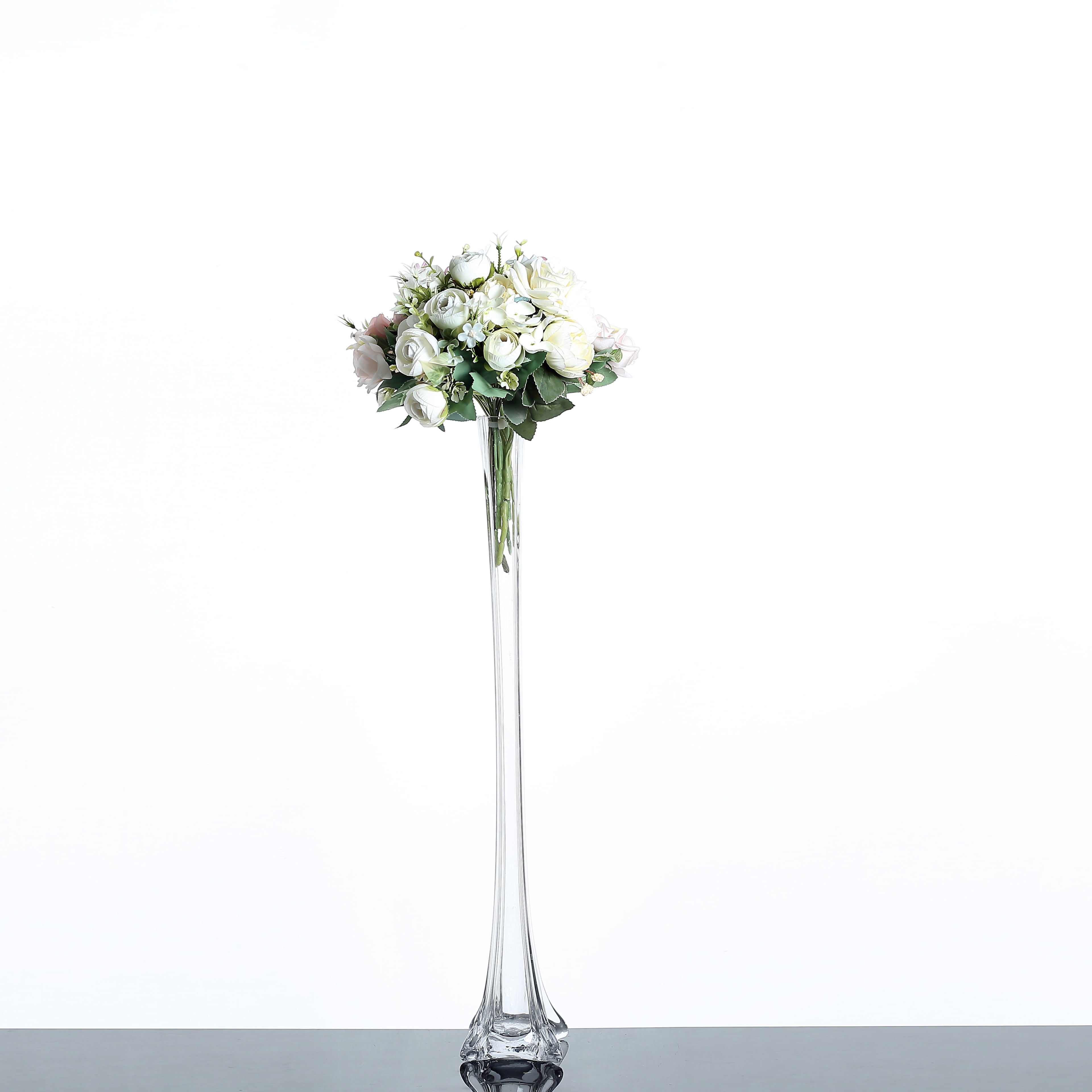 12pc Wedding Eiffel Tower Vase Centerpiece Decorations Clear White Black-6 size, Size: 28