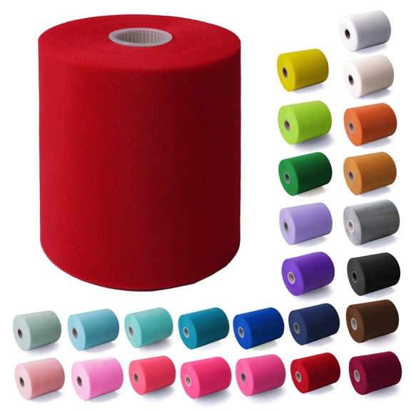 Craft And Party- Red 6" x 200 yards Tulle Roll Fabric Spool - Tutu Wedding Gift Craft Bow Decoration