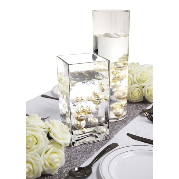 Craft And Party- Vase Filler No Hole Pearls -Assorted Sizes Vase Decorations + Includes Transparent Water Gels