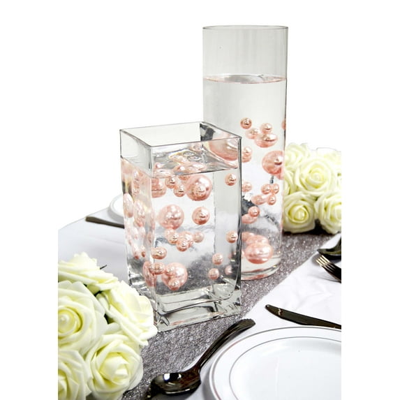 Craft And Party- Vase Filler No Hole Pearls -Assorted Sizes Vase Decorations + Includes Transparent Water Gels