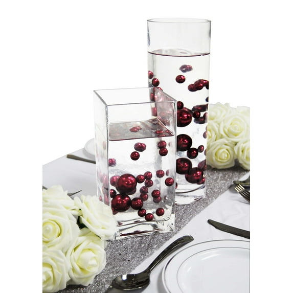 Craft And Party- Vase Filler No Hole Pearls -Assorted Sizes Vase Decorations + Includes Transparent Water Gels