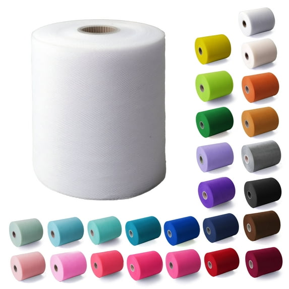 Craft And Party- White 6" x 200 yards Tulle Roll Fabric Spool - Tutu Wedding Gift Craft Bow Decoration