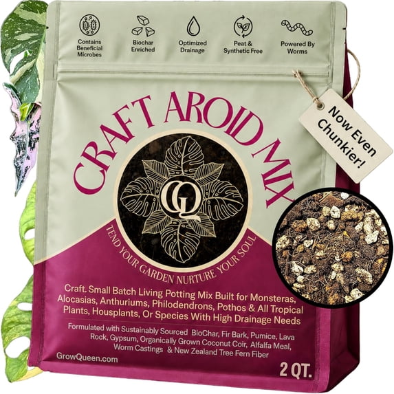 Craft Aroid Potting Mix- Elite Organic Alocasia, Philodendron, Monstera Soil Mix, Chunky, Well Draining Potting Soil for Indoor Plants, All Tropical Plants & Houseplants, & Peat Free 2QT