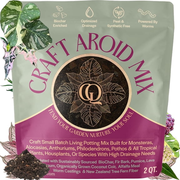 Craft Aroid Potting Mix- Elite Organic Alocasia, Philodendron, a Soil Mix, Chunky, Well Draining for Indoor Plants, All Tropical Plants & Houseplants, Perlite Peat Free 2QT
