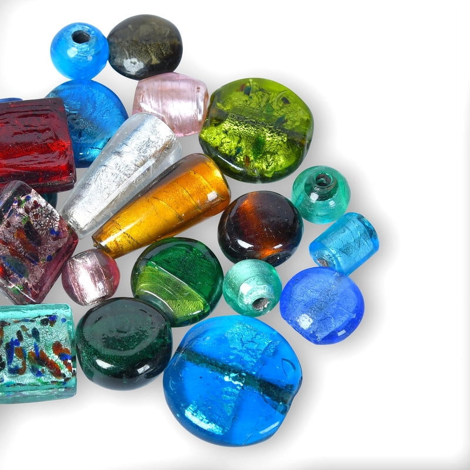 Craft Attic 1 Lb Bag of Assorted Glass Beads for Necklaces, 40 Pieces