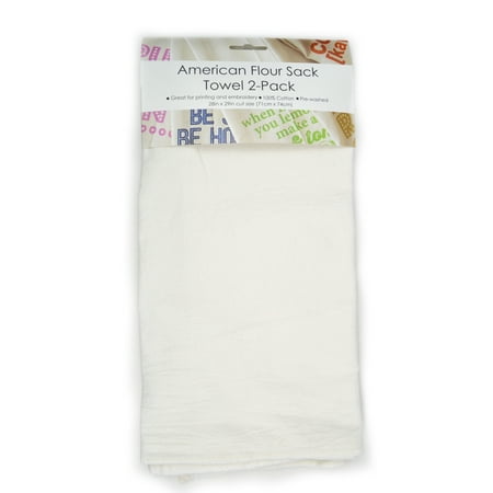 Craft Basics Cotton American Flour Sack Towel 2 Count (White)