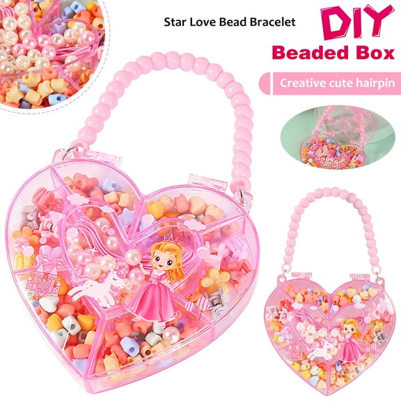 Craft Beads, Jewelry Making Kit With Storage Box- Arts and Crafts for Girls Age 3, 4, 5, 6, 7 Year Old Kids Toys - Hairband Necklace Bracelet and Ring Creativity DIY Set -Ideal Birthday Gifts