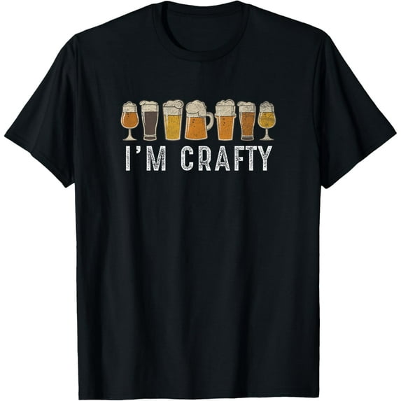 Craft Beer Art I'm Crafty Home Brew Beer Vintage T Shirt T-ShirtPure cotton short-sleeved shirts for both men and women