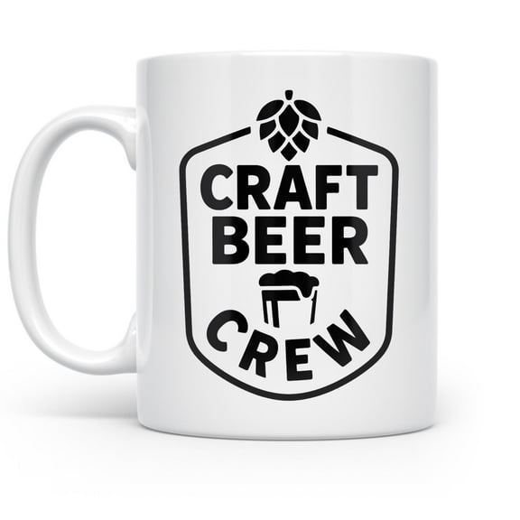 Craft Beer Crew 11 oz Coffee Mug - For Beer Lovers White Ceramic Gift