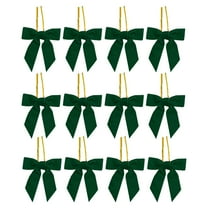 Craft Bows 12 Pack Dark Green Velvet Christmas Bows, 3 Inch Small Bows for Decoration, Gift Wrapping, Tree, and Wreath