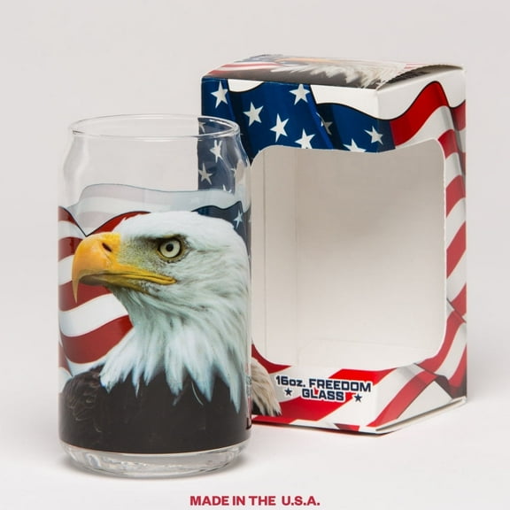 Craft Branded 16 oz. Can Glass USA Freedom Eagle