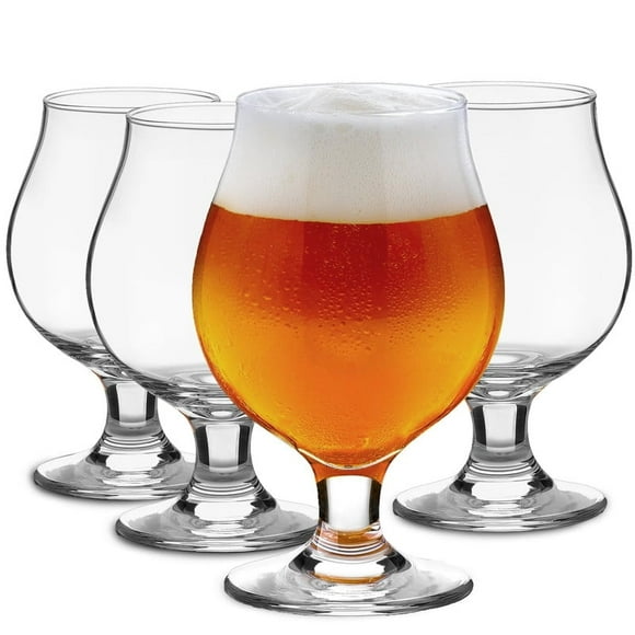 Craft Brews Classic Belgian Beer Glasses, Dishwasher Safe Beer Glasses 13/16 OZ Set of 4 for Belgian Ale, Tulip Beer Glasses