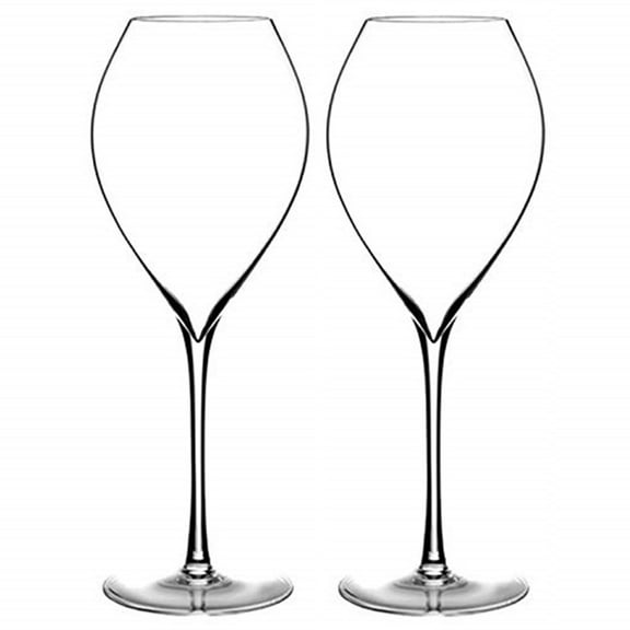Mouth Blown Wine Glasses 450ml/15oz Universal Glass Set of 2 - Handcrafted Premium Bubble Crystal Cups, Ultra-Slim Stem, One-Piece Seamless Design, Lightweight and Elegant for Wedding, Parties, Gifts