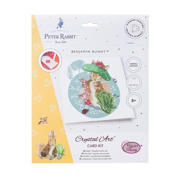 Craft Buddy 18cm DIY Crystal Art / Diamond Painting Card Kit - Beatrix Potter Collection - Benjamin
