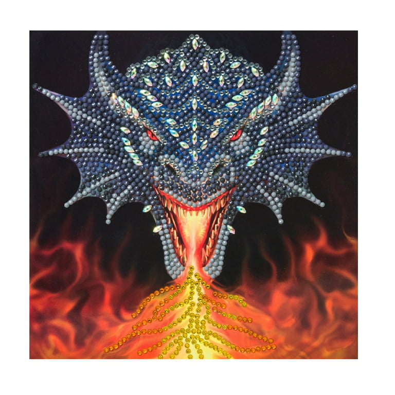 Craft Buddy 18cm DIY Crystal Art / Diamond Painting Card Kit - Dragon Fire  Head 