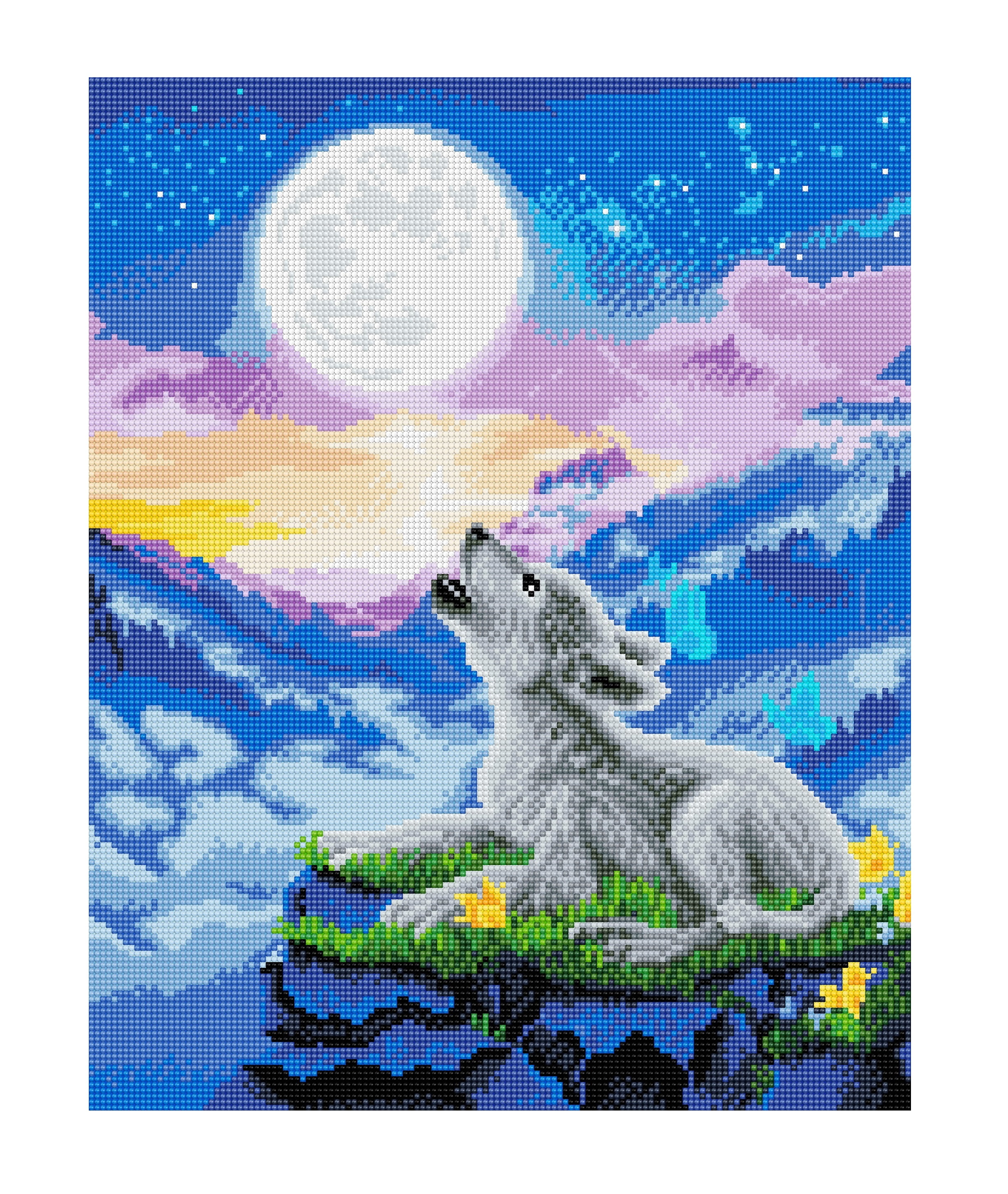 Craft Buddy Crystal Art / Diamond Painting 40cm x 50cm Picture Kit on Wood  Frame - Howling Wolf Club - Full Crystal