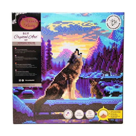 Craft Buddy D.I.Y Crystal Art Medium Framed Kit - Howling Wolves