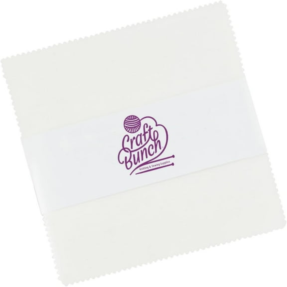 Craft Bunch - 5 inch Charm Pack for Quilting - 42 Precut Cotton Fabric Squares (White)