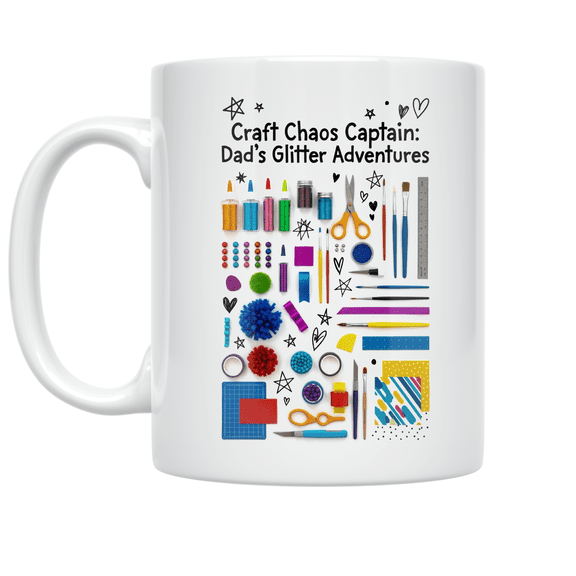 Craft Chaos Captain: Dad's Glitter Adventures - Parenting Enthusiast - 11 oz Ceramic Coffee Mug