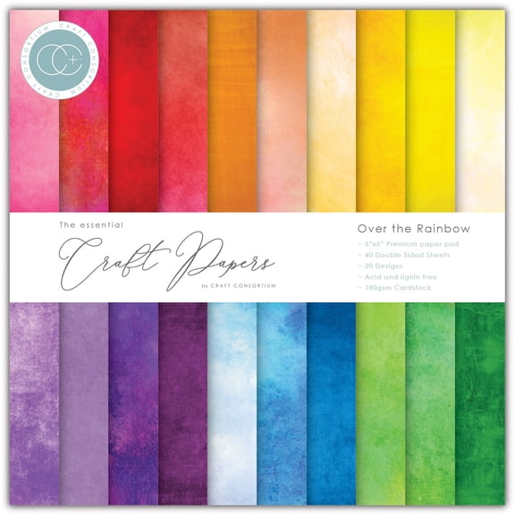 Craft Consortium Double-Sided Paper Pad 6"X6" 40/Pkg-Over The Rainbow, 20 Designs