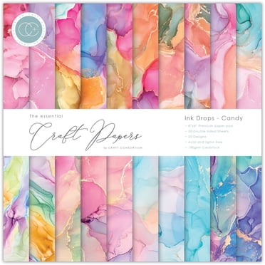 Craft Consortium Ink Drops 6x6 Double-Sided Paper Pad – 40 Sheets, 20 Vivid Designs