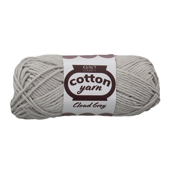 Craft County 100% Cotton Yarn - Cloud Grey - Single