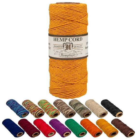 Craft County 100% Hemp Cord Spools – 205 ft (62.5m) Crafting Cord with a Polished Finish – Gold (1mm)