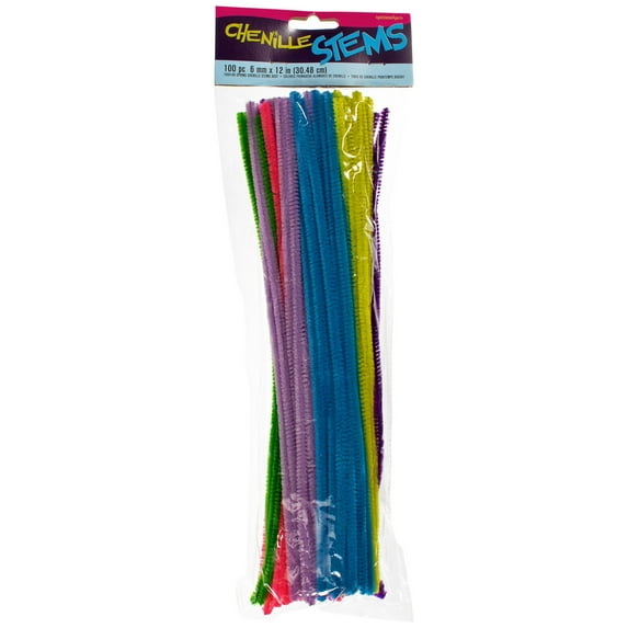 Craft County 100 Pack of 6MM Chenille Stems – Multiple Pack Colors – DIY Arts and Crafts – Educational Learning Tools – Fuzzy Sticks – Kid’s Creative Activities
