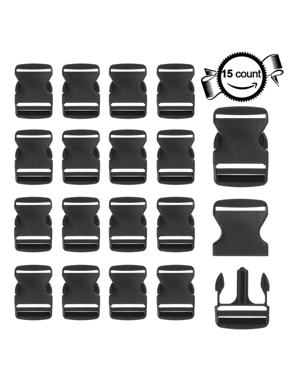 15 Pack 2 Inch Side Release Black Plastic Buckles
