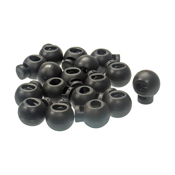 Craft County 17PC Ball Shaped Round Cord Locks - Single Hole Black Spring-Loaded Drawstring Fasteners